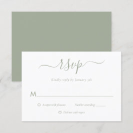 Tarjetas RSVP de la moderna escritura Sage Green W