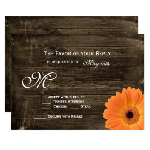 Tarjetas RSVP de la Naranja de madera de granero r