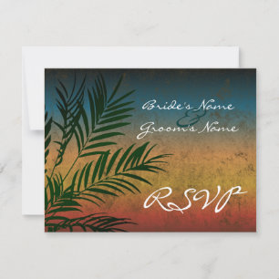 Tarjetas RSVP de la rama del árbol de palmas de so