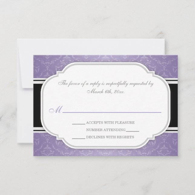 Tarjetas RSVP de la recepción de la boda de Damasc (Anverso)