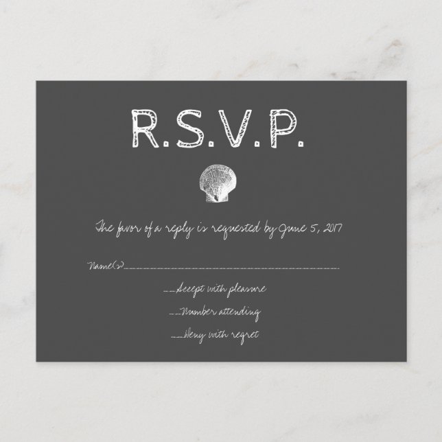 Tarjetas RSVP de la shell de boda de destino de Ch (Anverso)