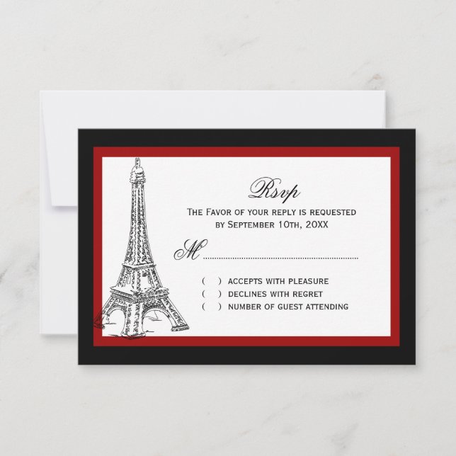 Tarjetas RSVP de la Torre Eiffel Wedding (Anverso)