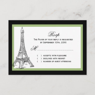 Tarjetas RSVP de la Torre Eiffel Wedding