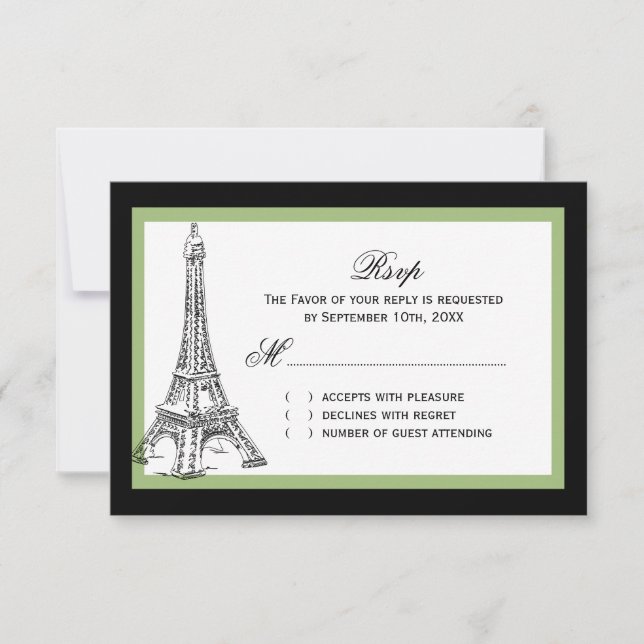 Tarjetas RSVP de la Torre Eiffel Wedding (Anverso)