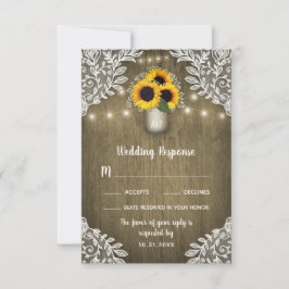 Tarjetas RSVP de Lace Sunflower Mason Jar Wedding