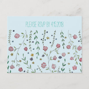 Tarjetas RSVP de libros y flores