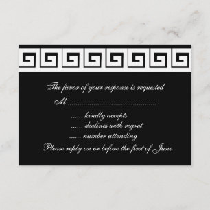 Tarjetas RSVP de llave griega en blanco y negro