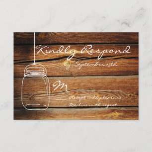 Tarjetas RSVP de Mason Jar Barn Wood Wedding