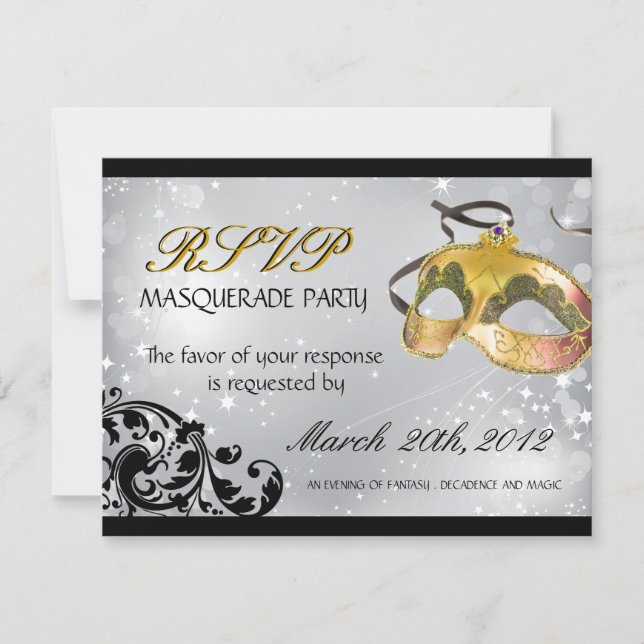 Tarjetas RSVP de Masquerade (Anverso)