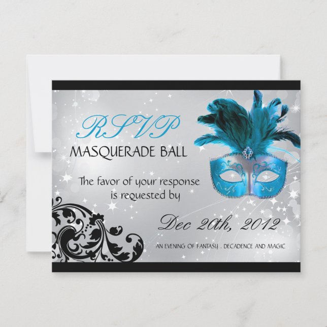 Tarjetas RSVP de Masquerade (Anverso)