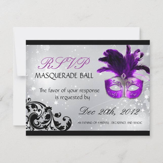 Tarjetas RSVP de Masquerade (Anverso)