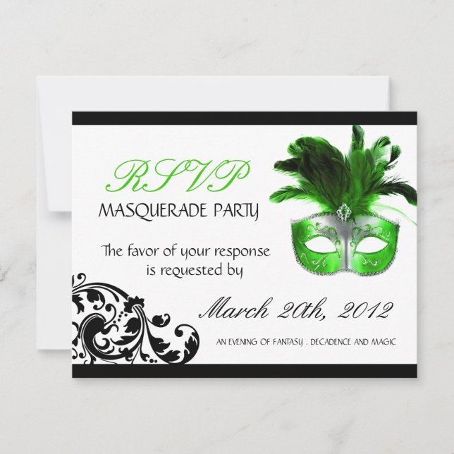 Tarjetas RSVP de Masquerade (Anverso)
