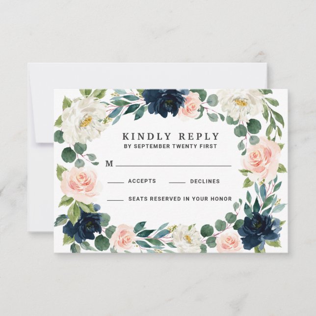 Tarjetas RSVP de matrimonio acuático rosa de la ma (Anverso)