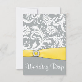 Tarjetas RSVP de matrimonio blanco amarillo y gris