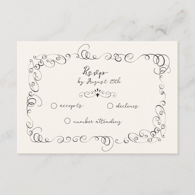 Tarjetas RSVP de matrimonio caprichoso (Anverso)