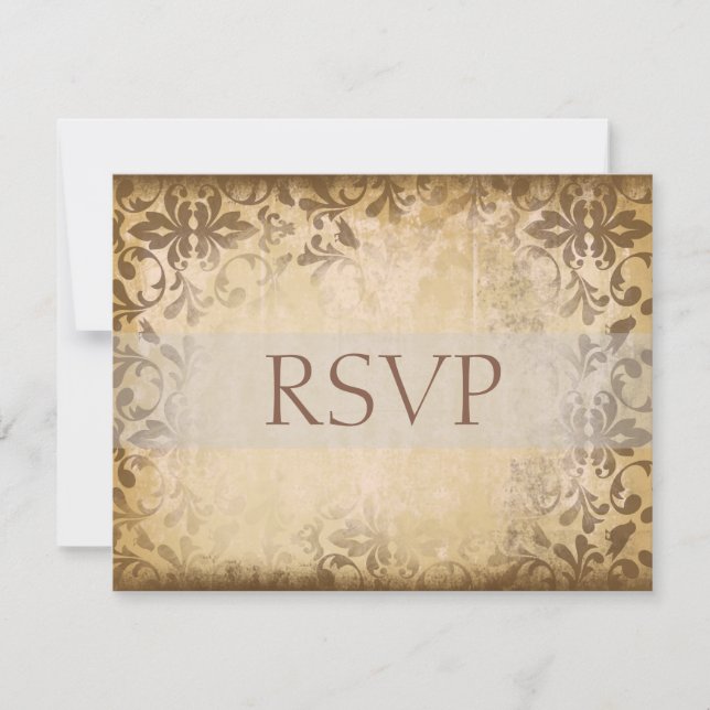 Tarjetas RSVP de matrimonio Damask o tarjetas de r (Anverso)