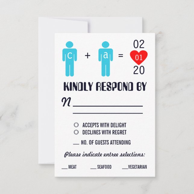 Tarjetas RSVP de matrimonio de amor monograma (Anverso)