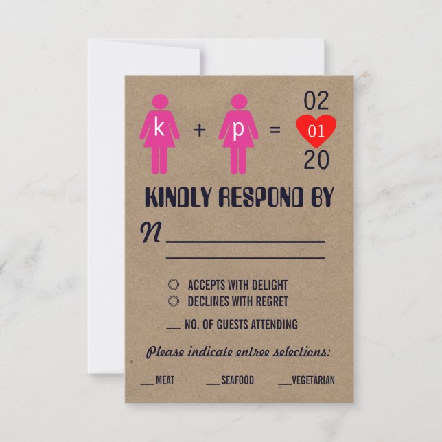 Tarjetas RSVP de matrimonio de amor monograma (Anverso)