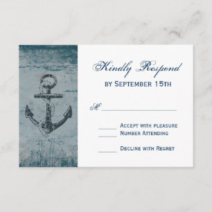 Tarjetas RSVP de matrimonio de Ancla Náutica Rusa