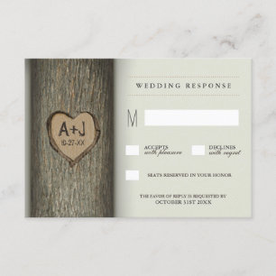 Tarjetas RSVP de matrimonio de árbol de roble de c