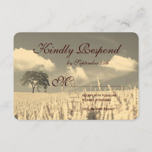 Tarjetas RSVP de matrimonio de árbol solitario en 