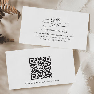 Tarjetas RSVP de matrimonio de código QR en blanco