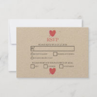Tarjetas RSVP de matrimonio de corazón de acuarela