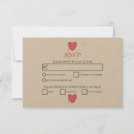 Tarjetas RSVP de matrimonio de corazón de acuarela