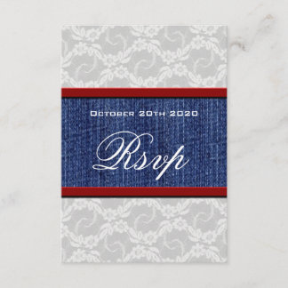 Tarjetas RSVP de matrimonio de encaje de campo roj