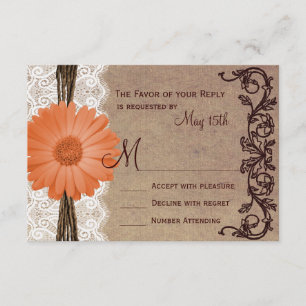Tarjetas RSVP de matrimonio de flores rusticas de