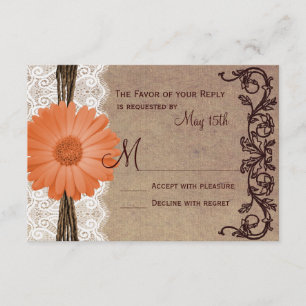 Tarjetas RSVP de matrimonio de flores rusticas de