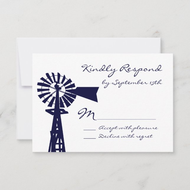 Tarjetas RSVP de matrimonio de la marina de viento (Anverso)