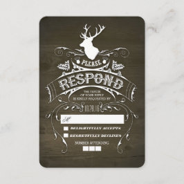 Tarjetas RSVP de matrimonio de madera de ciervo rú