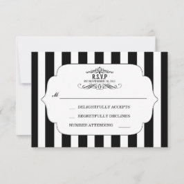 Tarjetas RSVP de matrimonio de Moda rayada negra