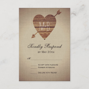 Tarjetas RSVP de matrimonio de país con flecha de