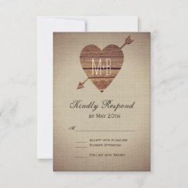Tarjetas RSVP de matrimonio de país con flecha de