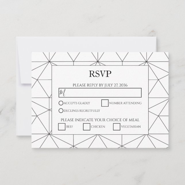 Tarjetas RSVP de matrimonio de patrones geométrico (Anverso)