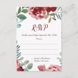 Tarjetas RSVP de matrimonio de Rosa floral de Borg