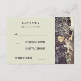 Tarjetas RSVP de matrimonio en árbol antiguo rústi