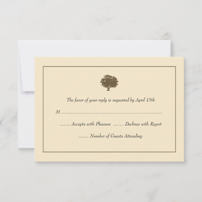 Tarjetas RSVP de matrimonio en árbol elegante (Anverso)