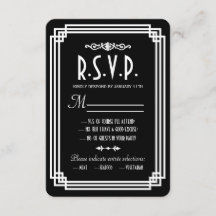 Tarjetas RSVP de matrimonio en blanco y negro