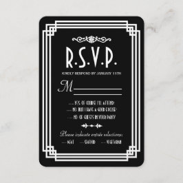Tarjetas RSVP de matrimonio en blanco y negro