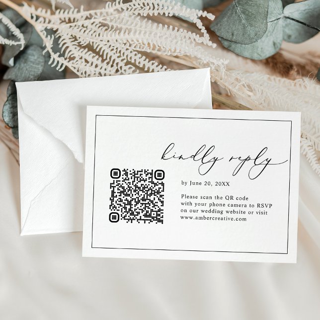 Tarjetas RSVP de matrimonio en código QR blanco y  (Subido por el creador)
