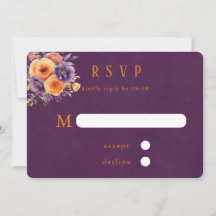 Tarjetas RSVP de matrimonio floral color Naranja p