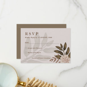 Tarjetas RSVP de matrimonio floral de elegancia rú