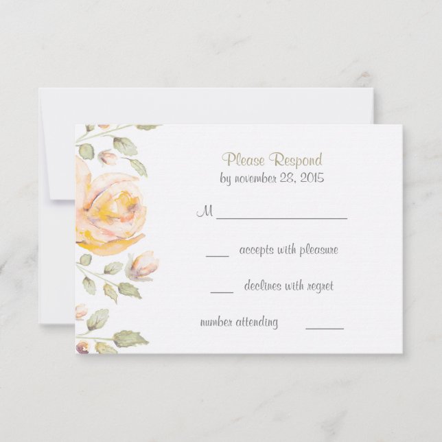 Tarjetas RSVP de matrimonio floral elegante (Anverso)
