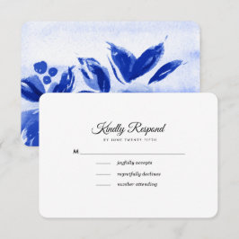 Tarjetas RSVP de matrimonio floral Royal Blue Wate