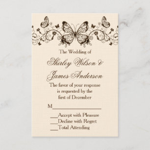 Tarjetas RSVP de matrimonio mariposa bellamente el