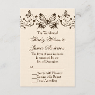 Tarjetas RSVP de matrimonio mariposa bellamente el