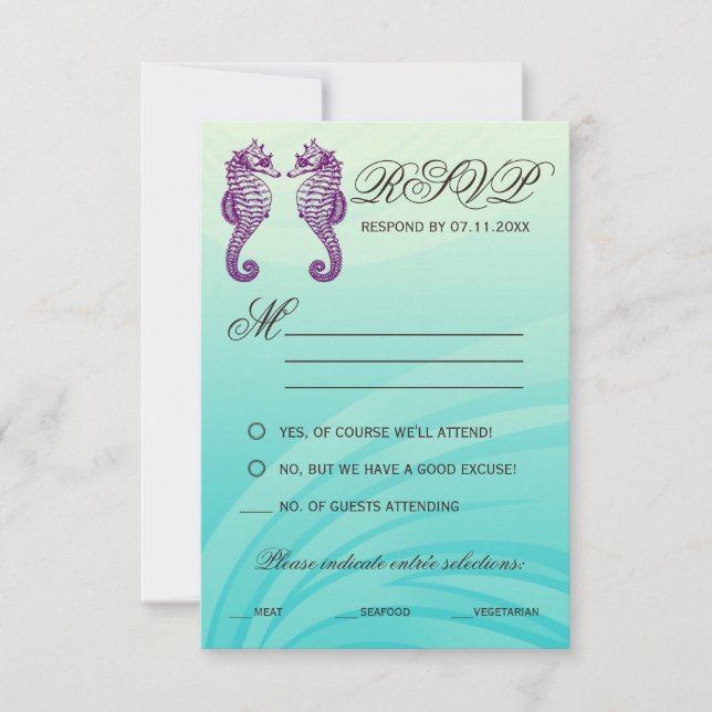 Tarjetas RSVP de matrimonio marrón y azul marino (Anverso)